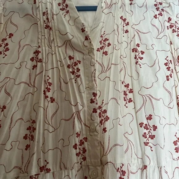 Per Una Cream and Red Long Sleeve Dress - Picture 3 of 6